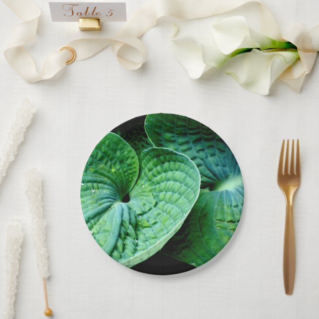 Plato De Papel Corazón de Hosta (Boda)