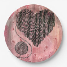Corazón de Lana Tejido Pastel Rosa Acuarela Papel