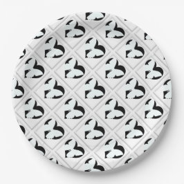 Plato De Papel Corazón de Mariposa en Blanco