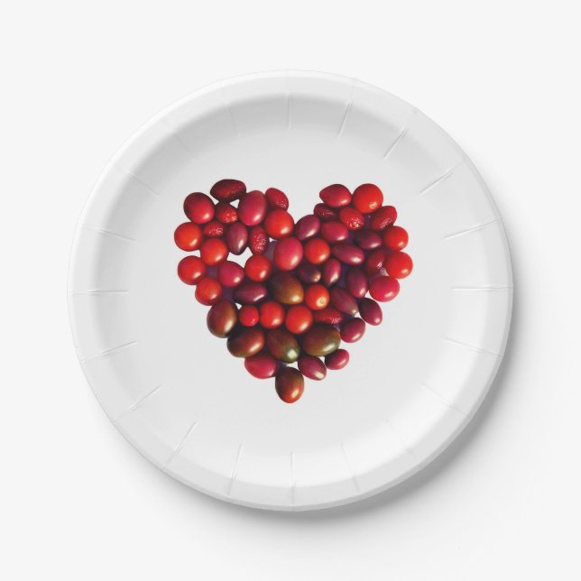 Plato De Papel Corazón de tomates (Anverso)