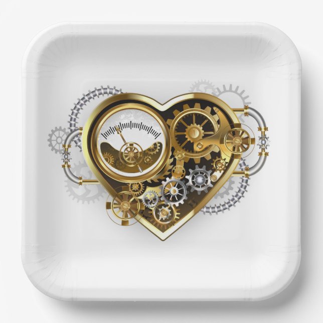 Plato De Papel Corazón de vapor con un manómetro (Anverso)
