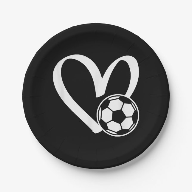 Plato De Papel Corazón del balón de fútbol (Anverso)