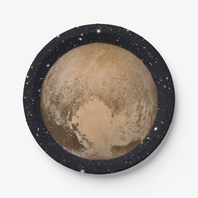Plato De Papel Corazón del cielo estrellado de Plutón (Anverso)