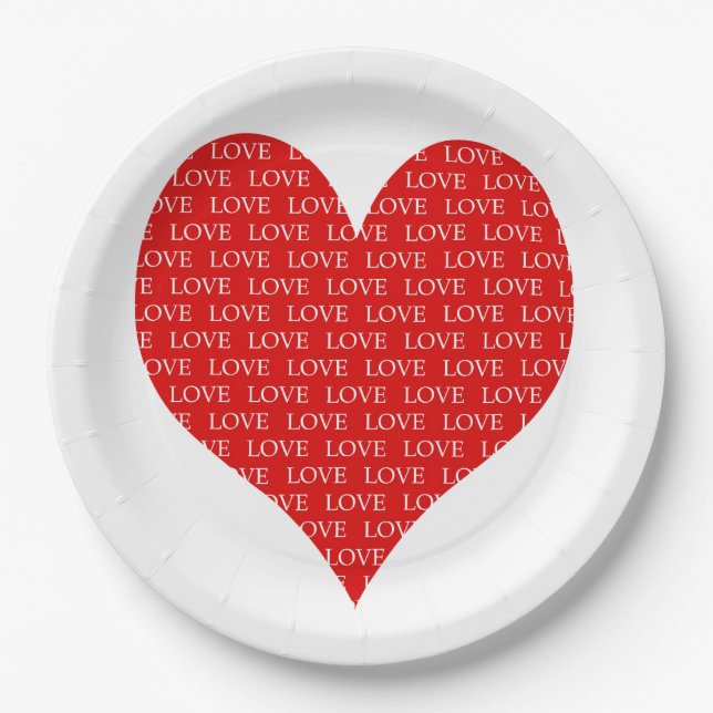 Plato De Papel Corazón del Día de San Valentín (Anverso)