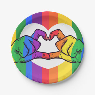 Plato De Papel Corazón del orgullo gay LGBTQ