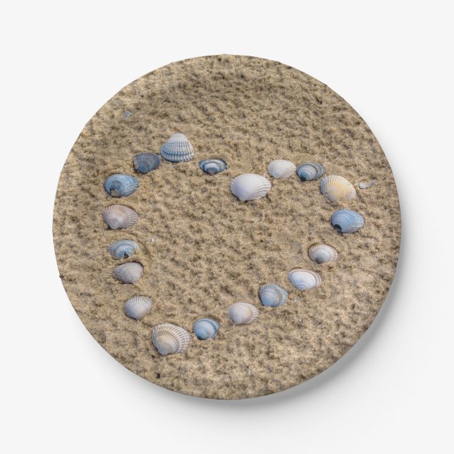 Plato De Papel Corazón del Seashell (Anverso)