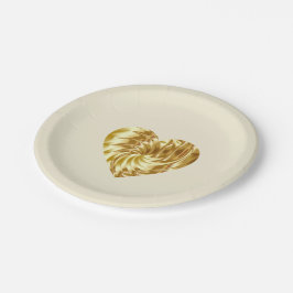 Plato De Papel Corazón dorado (Forma de oro del amor)