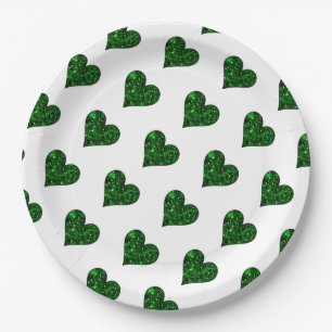 Plato De Papel Corazón esmeralda del Día de San Patricio