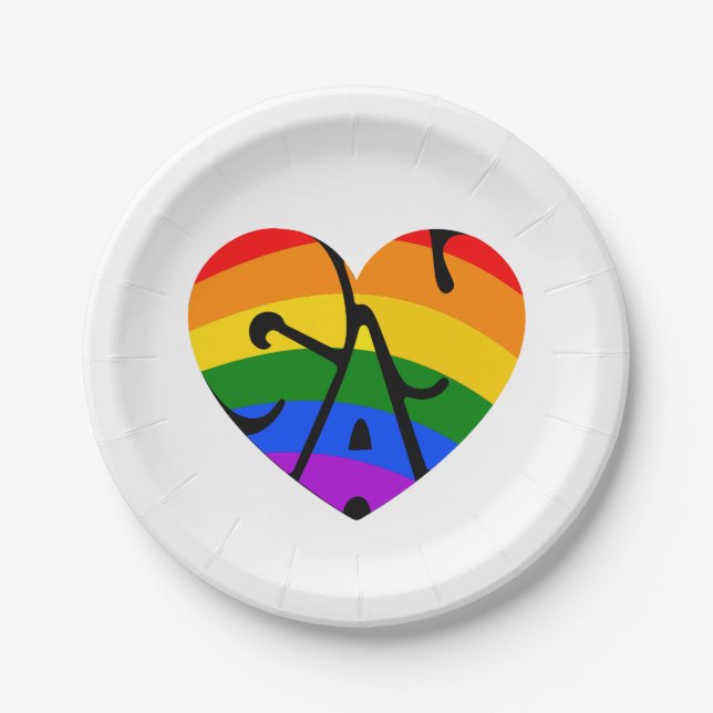 Plato De Papel Corazón gay (Anverso)