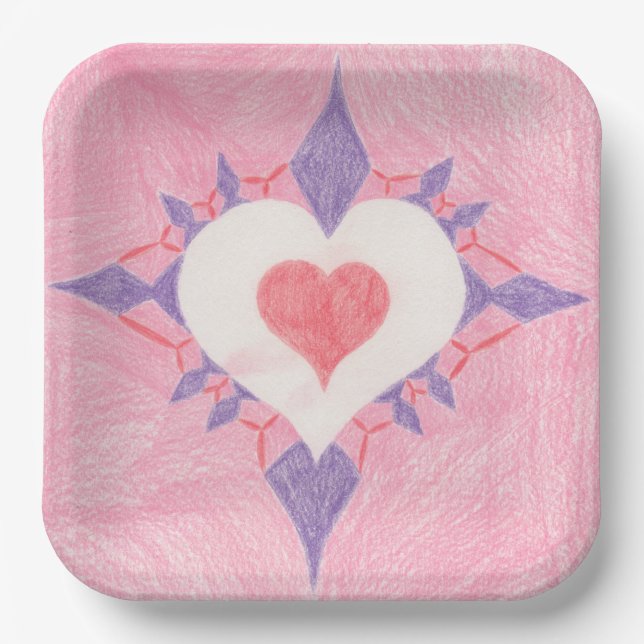 Plato De Papel Corazón Hermoso (Anverso)