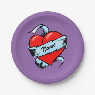 Plato De Papel Corazón personalizado del tatuaje