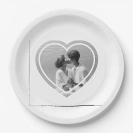 Plato De Papel Corazón Personalizado en Forma de Foto de Boda