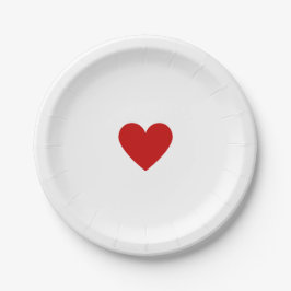 Plato De Papel Corazón Rojo
