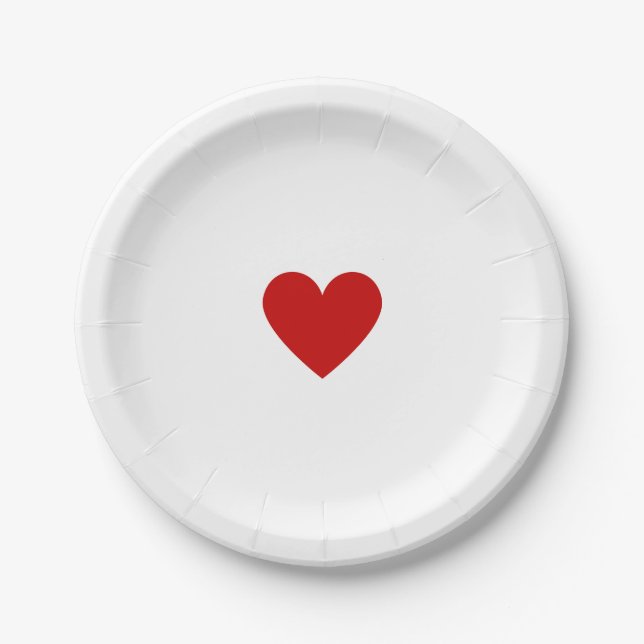 Plato De Papel Corazón Rojo (Anverso)