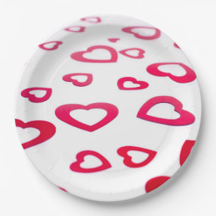 Plato De Papel Corazón rojo
