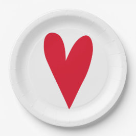 Plato De Papel Corazón Rojo