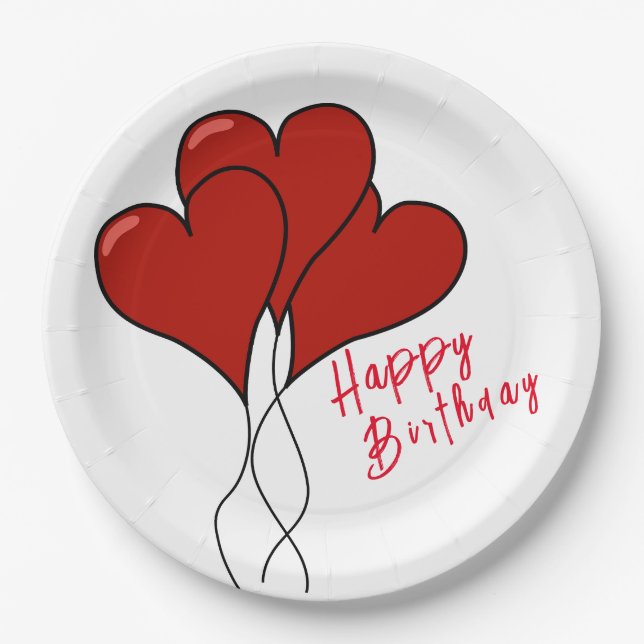 Plato De Papel Corazón rojo (Anverso)