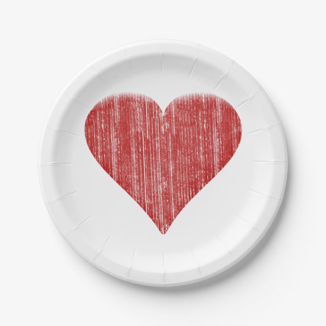 Plato De Papel Corazón rojo apenado (Anverso)