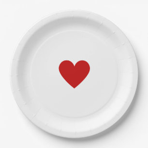 Plato De Papel Corazón Rojo Simple Moderno