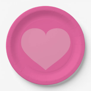 Plato De Papel Corazón rosa