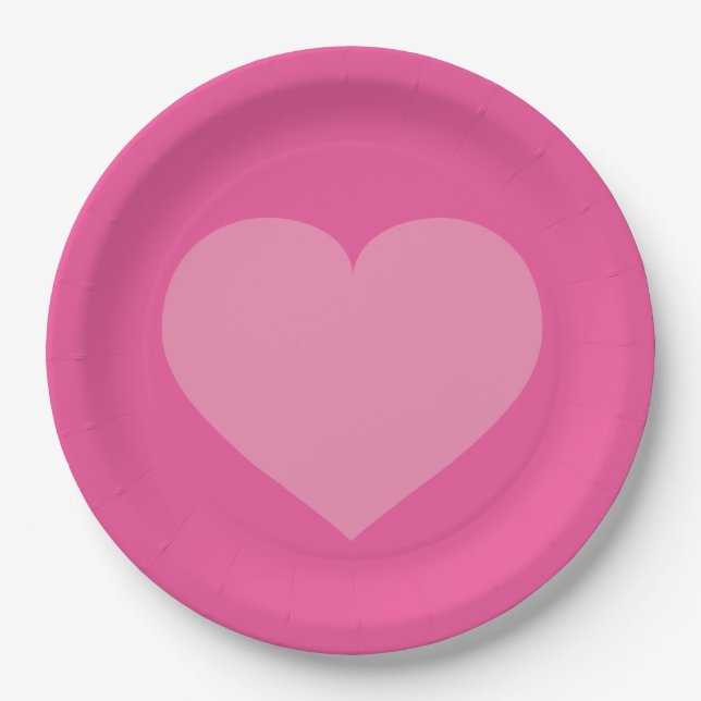 Plato De Papel Corazón rosa (Anverso)