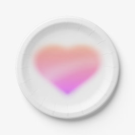 Plato De Papel corazón rosa