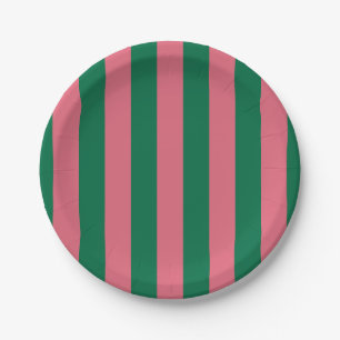 Plato De Papel Corazón Rosa Pickle Raya Verde