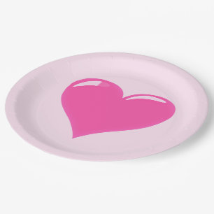 Plato De Papel Corazón rosado - Amor