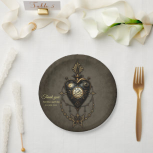 Plato De Papel Corazón Steampunk