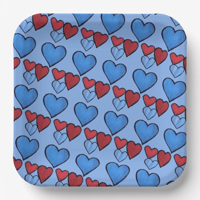 Plato De Papel Corazones (Anverso)