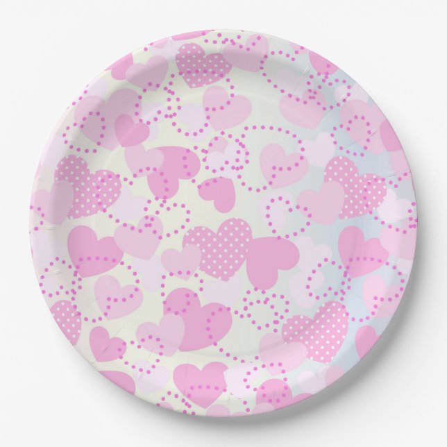 Plato De Papel Corazones (Anverso)