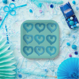 Plato De Papel Corazones azules en cualquier color de fondo