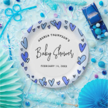 Corazones azules modernos Valentine Baby Shower