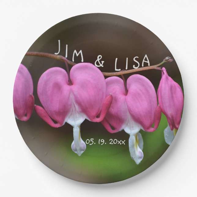 Plato De Papel Corazones Bodas rosadas (Anverso)