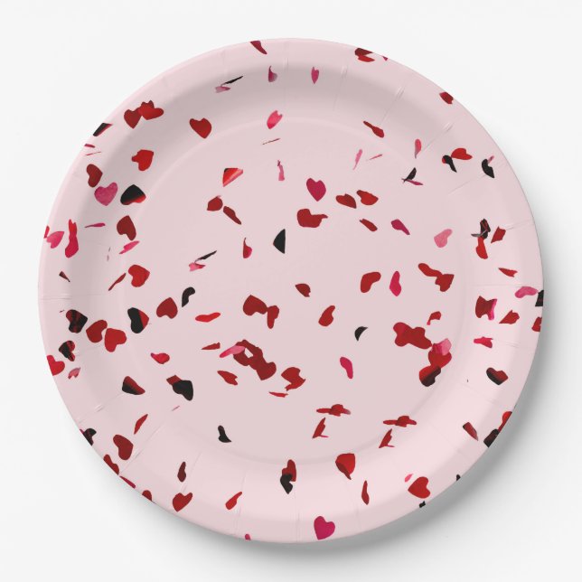 Plato De Papel Corazones De Amor (Anverso)