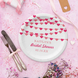 Plato De Papel Corazones de Amor en Cadena para Despedida de Solt