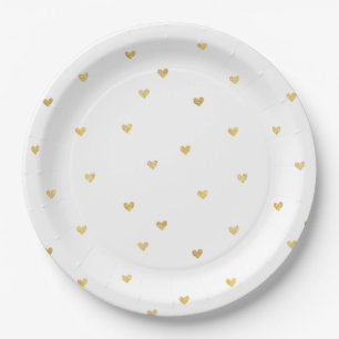 Plato De Papel Corazones de oro
