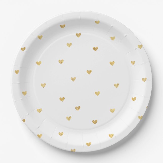 Plato De Papel Corazones de oro (Anverso)