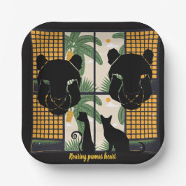 Plato De Papel Corazones de Pumas rugientes