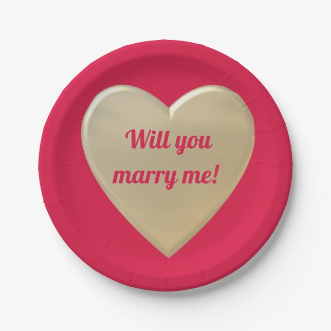 Plato De Papel corazones dorados (Anverso)