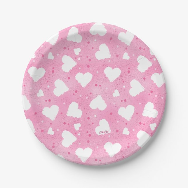Plato De Papel Corazones dulces de KiniArt (Anverso)