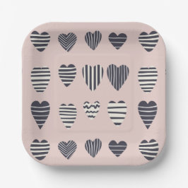 Plato De Papel Corazones oscuros