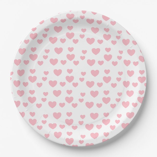 Plato De Papel Corazones rosados (Anverso)