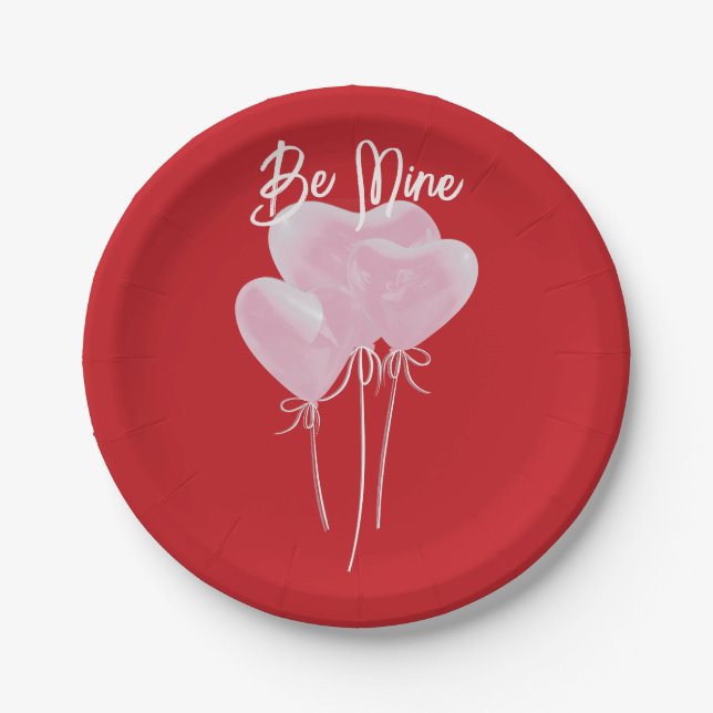 Plato De Papel Corazones Rosas (Anverso)