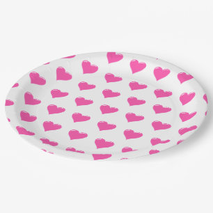 Plato De Papel Corazones rosas - amor
