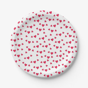 Plato De Papel Corazones simples minimalistas caprichosos rojos l