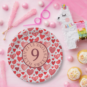 Plato De Papel Corazones y amor