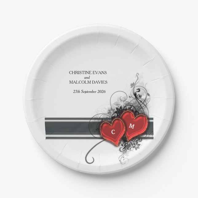 Plato De Papel Corazones y Desplazamientos (Anverso)