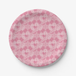 Plato De Papel Corazones y Diamantes Abstractos Rosa Suave