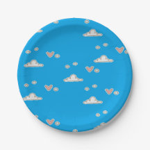 Corazones y nubes en azul